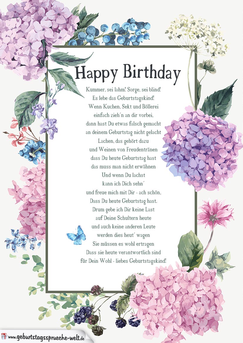 Fröhliches Gedicht zum Geburtstag GeburtstagssprücheWelt