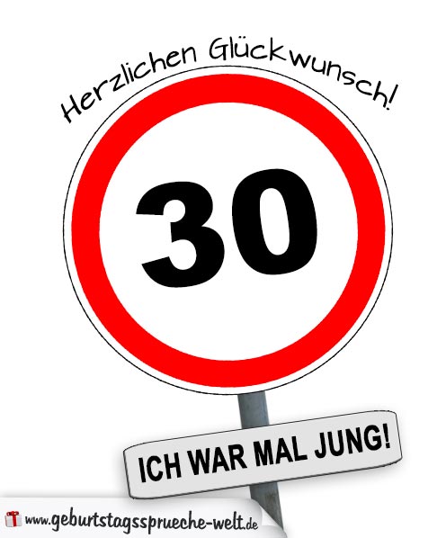 Verkehrschild zum 30. Geburtstag