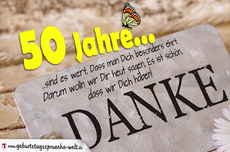 Danke sagen | Sprüche zum 50. Geburtstag für Mann & Frau