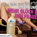 Spruchbild zum Geburtstag mit halb nackter Frau in High Heels