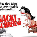 Lustiges Spruchbild zum Geburtstag - nackte Frau