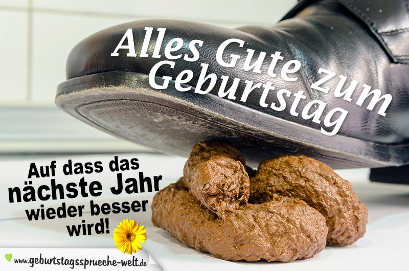 Das letzte Jahr lief scheiße - in den Haufen getreten - Wunsch zum Geburtstag, dass nächstes Jahr besser wird