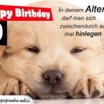 Geburtstagskarte zum 40. Geburtstag mit müden Hund