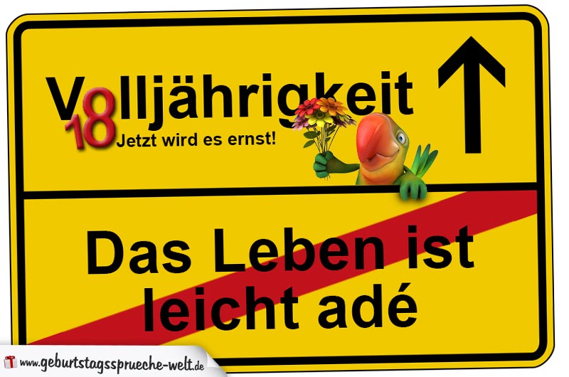 18. Geburtstag Volljährigkeit Das Leben ist leicht adé Sprüche