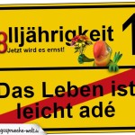 Geburtstagskarte zum 18. Geburtstag als Ortsausgangsschild