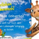 Spruch zum Geburtstag mit lachender Giraffe