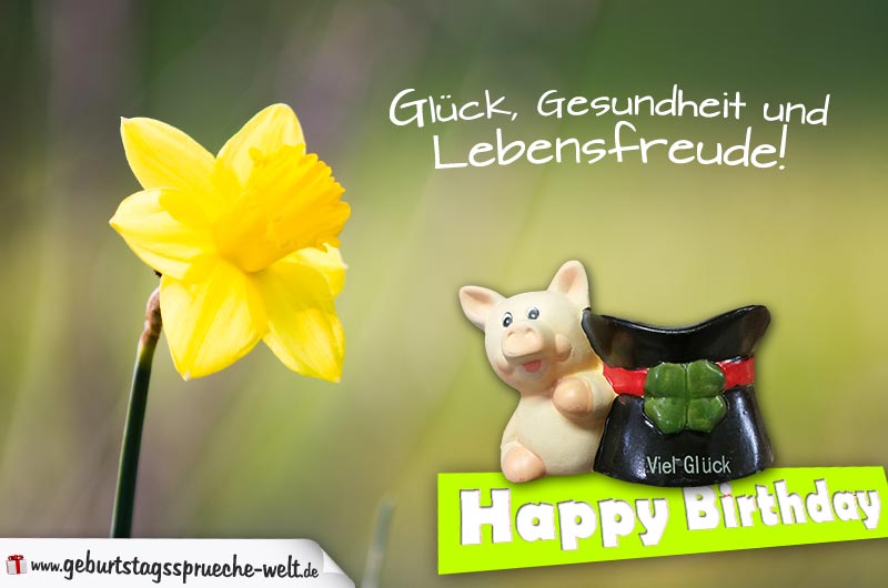 Geburtstagsspruch mit Glücksschwein