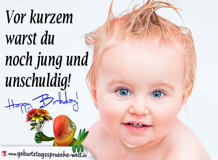 Spruchkarte zum Geburtstag mit Babykopf