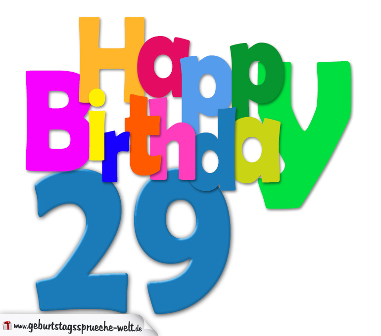 29. Geburtstag Happy Birthday Geburtstagskarte mit bunten Buchstaben