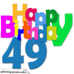 Kostenlose bunte Geburtstagskarte zum 49. Geburtstag
