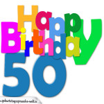 Kostenlose bunte Geburtstagskarte zum 50. Geburtstag