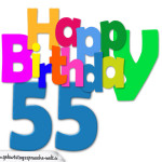 Kostenlose bunte Geburtstagskarte zum 55. Geburtstag