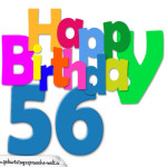 Kostenlose bunte Geburtstagskarte zum 56. Geburtstag