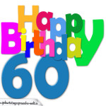 Kostenlose bunte Geburtstagskarte zum 60. Geburtstag