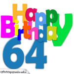 Kostenlose bunte Geburtstagskarte zum 64. Geburtstag