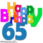 Kostenlose bunte Geburtstagskarte zum 65. Geburtstag