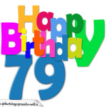 Kostenlose bunte Geburtstagskarte zum 79. Geburtstag