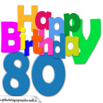 Kostenlose bunte Geburtstagskarte zum 80. Geburtstag