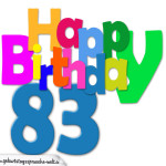 Kostenlose bunte Geburtstagskarte zum 83. Geburtstag