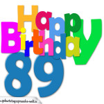 Kostenlose bunte Geburtstagskarte zum 89. Geburtstag