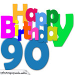 Kostenlose bunte Geburtstagskarte zum 90. Geburtstag