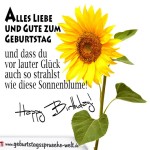 Geburtstagskarte mit Sonnenblume und dazu passenden Spruch