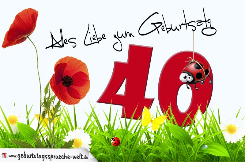 Geburtstagskarte Mit Blumenwiese Zum 40 Geburtstag Geburtstagsspruche Welt