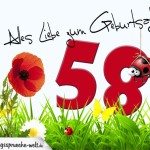 Geburtstagsspruch als Karte zum 58. Geburtstag