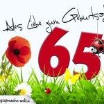 Geburtstagsspruch als Karte zum 65. Geburtstag