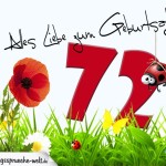 Geburtstagsspruch als Karte zum 72. Geburtstag