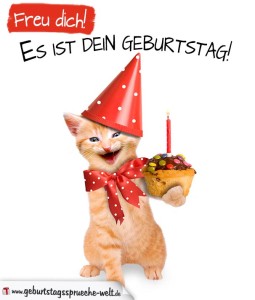 Geburtstagskarte mit lachender Katze