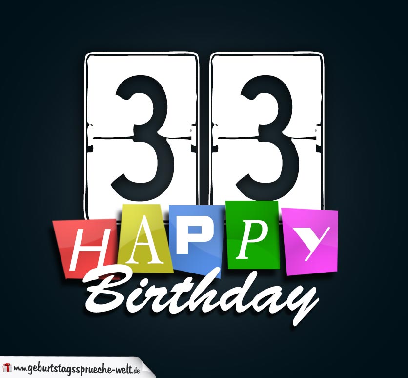 33. Geburtstag Happy Birthday Geburtstagskarte - Geburtstagssprüche-Welt