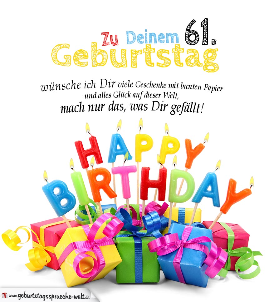 Gluckwunschkarte Mit Hund Zum 61 Geburtstag Geburtstagsspruche Welt