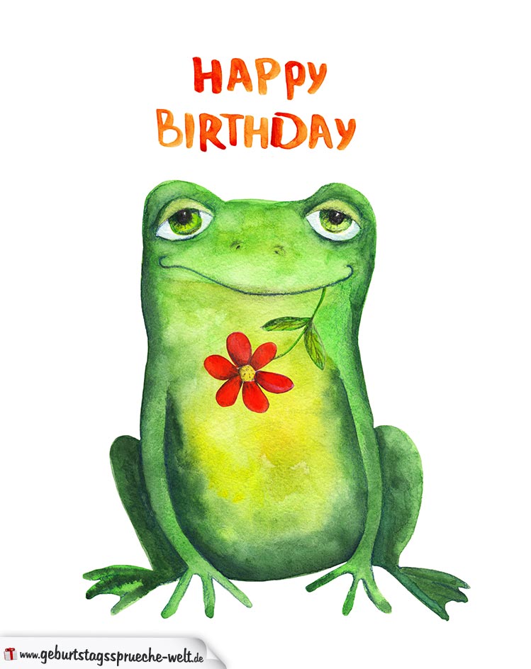 Happy Birthday Geburtstagskarte mit Froschmotiv