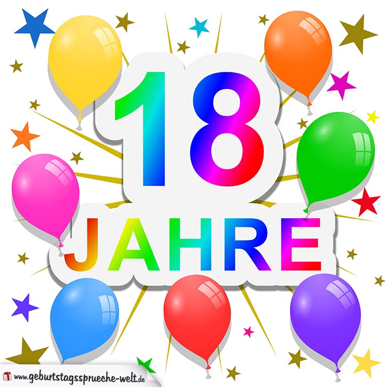 18 Jahre Geburtstagskarte mit Ballons