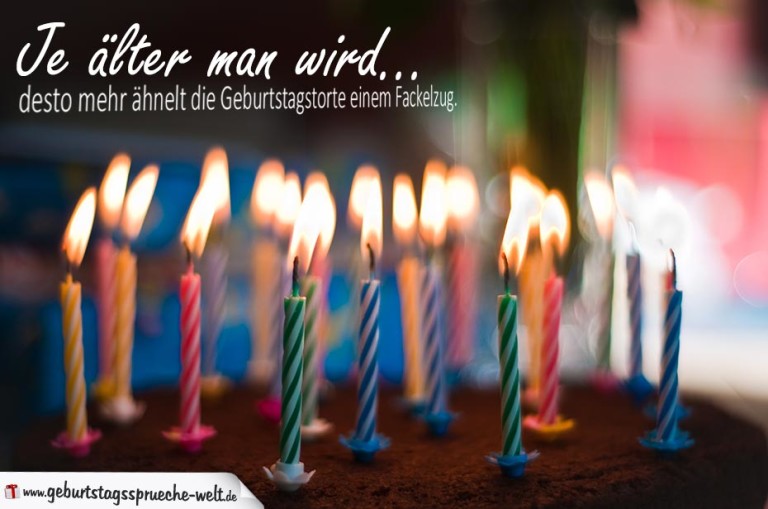 Lustiger Spruch zum Geburtstag Fackelzug auf der Geburtstagstorte