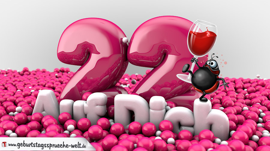 22. Geburtstag Karte - Marienkäfer betrunken - Geburtstagssprüche-Welt