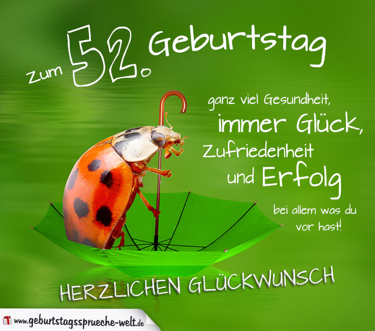52. Geburtstag Karte Herzlichen Glückwunsch GeburtstagssprücheWelt