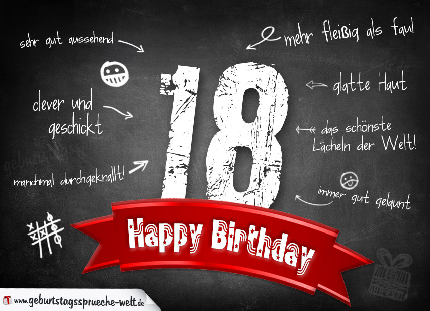 Komplimente Geburtstagskarte Zum 18 Geburtstag Happy Birthday Geburtstagsspruche Welt