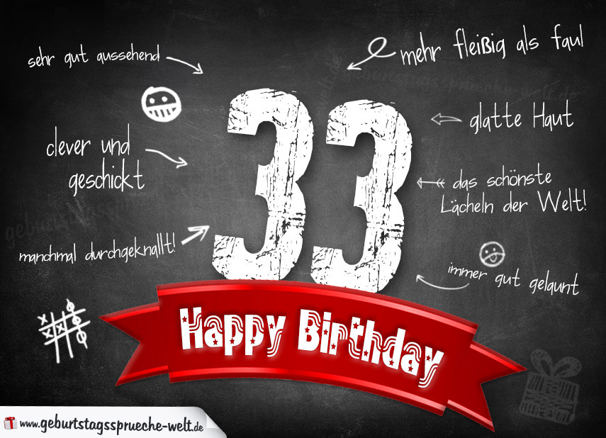 Komplimente Geburtstagskarte Zum 33 Geburtstag Happy Birthday Geburtstagsspruche Welt