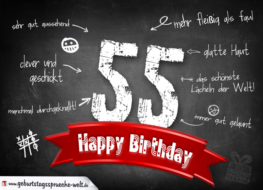 Komplimente Geburtstagskarte Zum 55 Geburtstag Happy