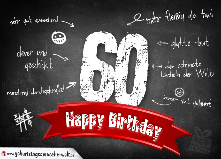Komplimente Geburtstagskarte zum 60. Geburtstag Happy Birthday