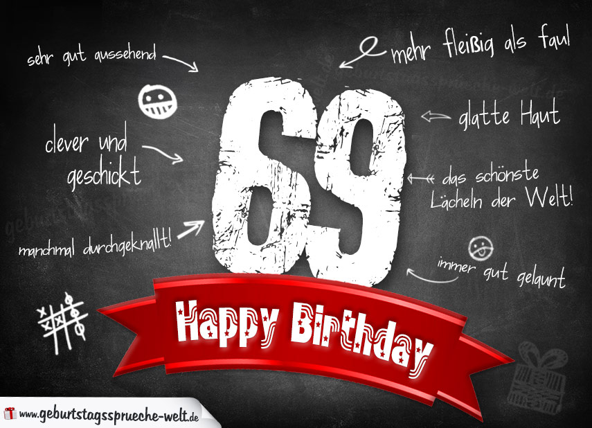 Komplimente Geburtstagskarte Zum 69 Geburtstag Happy Birthday Geburtstagsspruche Welt