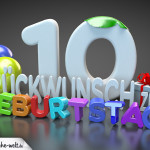 Edle Geburtstagskarte mit bunten 3D-Buchstaben zum 10. Geburtstag