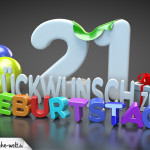 Edle Geburtstagskarte mit bunten 3D-Buchstaben zum 21. Geburtstag