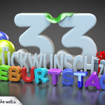 Edle Geburtstagskarte mit bunten 3D-Buchstaben zum 33. Geburtstag