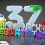 Edle Geburtstagskarte mit bunten 3D-Buchstaben zum 37. Geburtstag