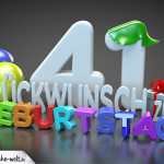 Edle Geburtstagskarte mit bunten 3D-Buchstaben zum 41. Geburtstag