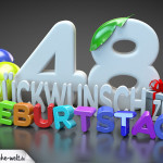 Edle Geburtstagskarte mit bunten 3D-Buchstaben zum 48. Geburtstag