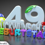 Edle Geburtstagskarte mit bunten 3D-Buchstaben zum 49. Geburtstag